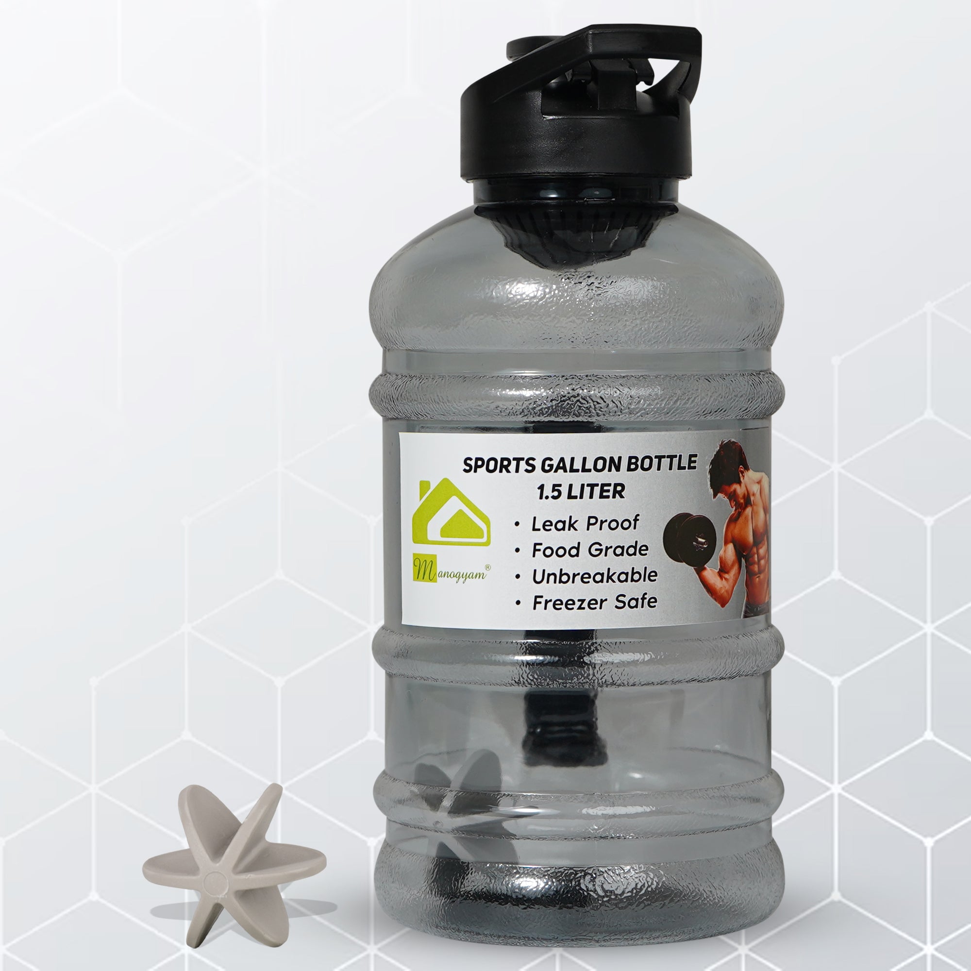 Manogyam Gym Bottle with Mixer Ball & Strainer (1.5L)