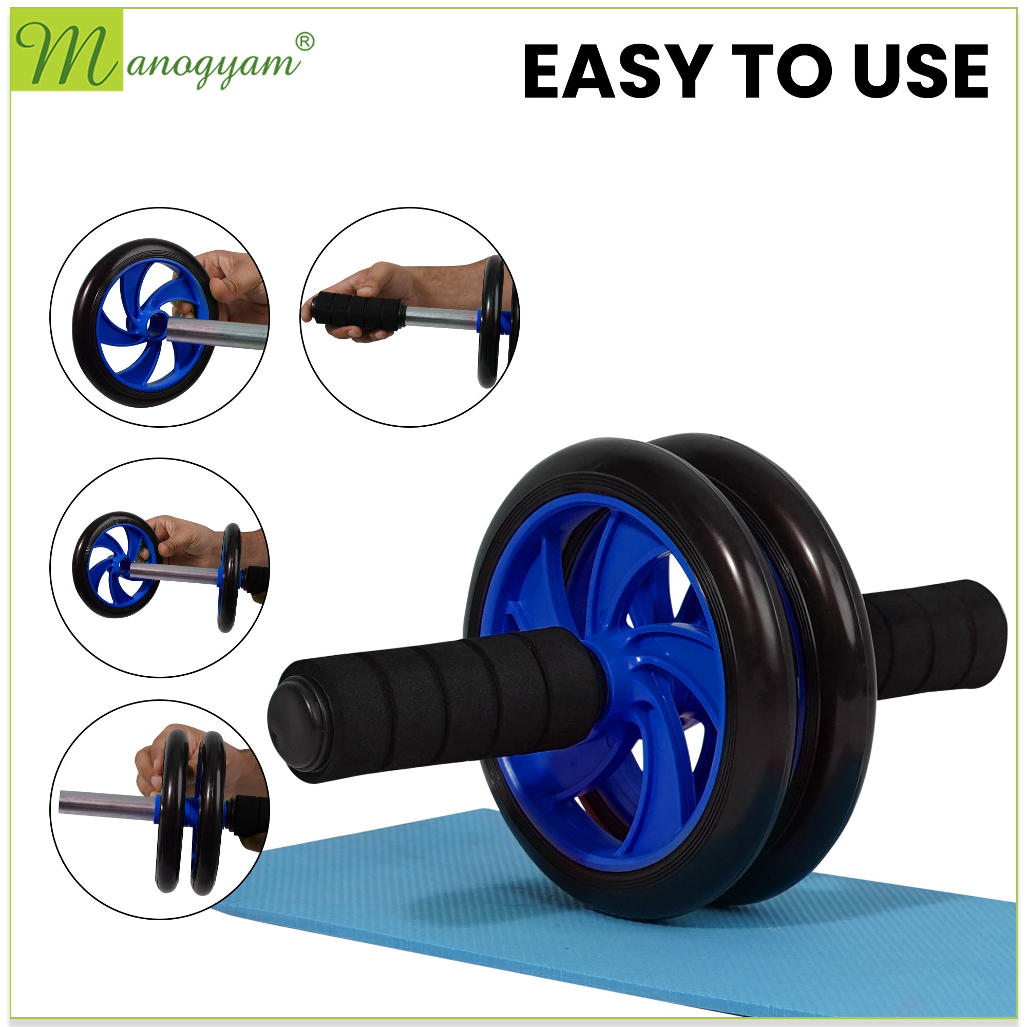 Manogyam AB Roller & Push-Up Bar Combo for Ultimate Core Strengthening