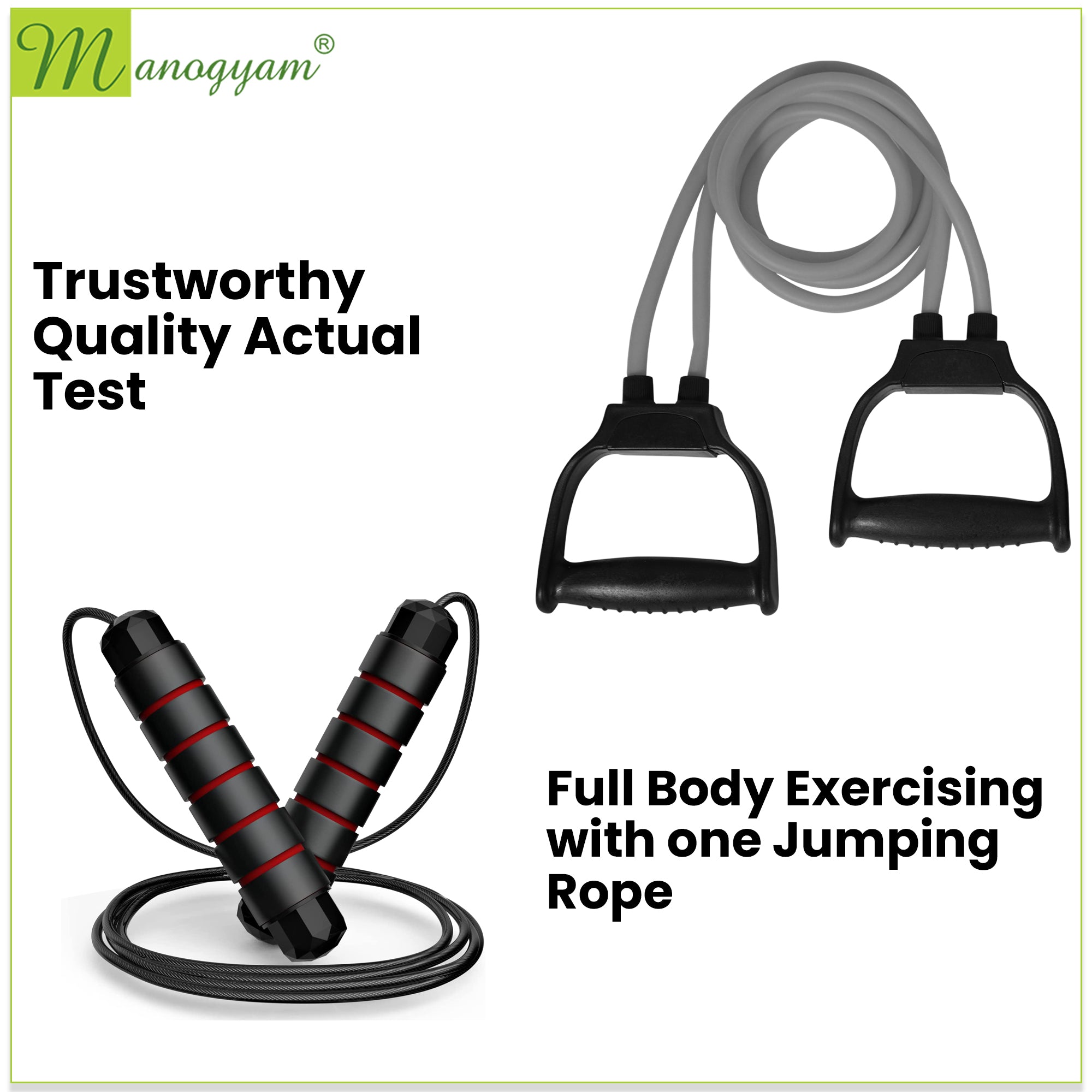 Manogyam Dynamic Duo Fitness Combo: Speedy Skipping Rope & Toning Tube Set