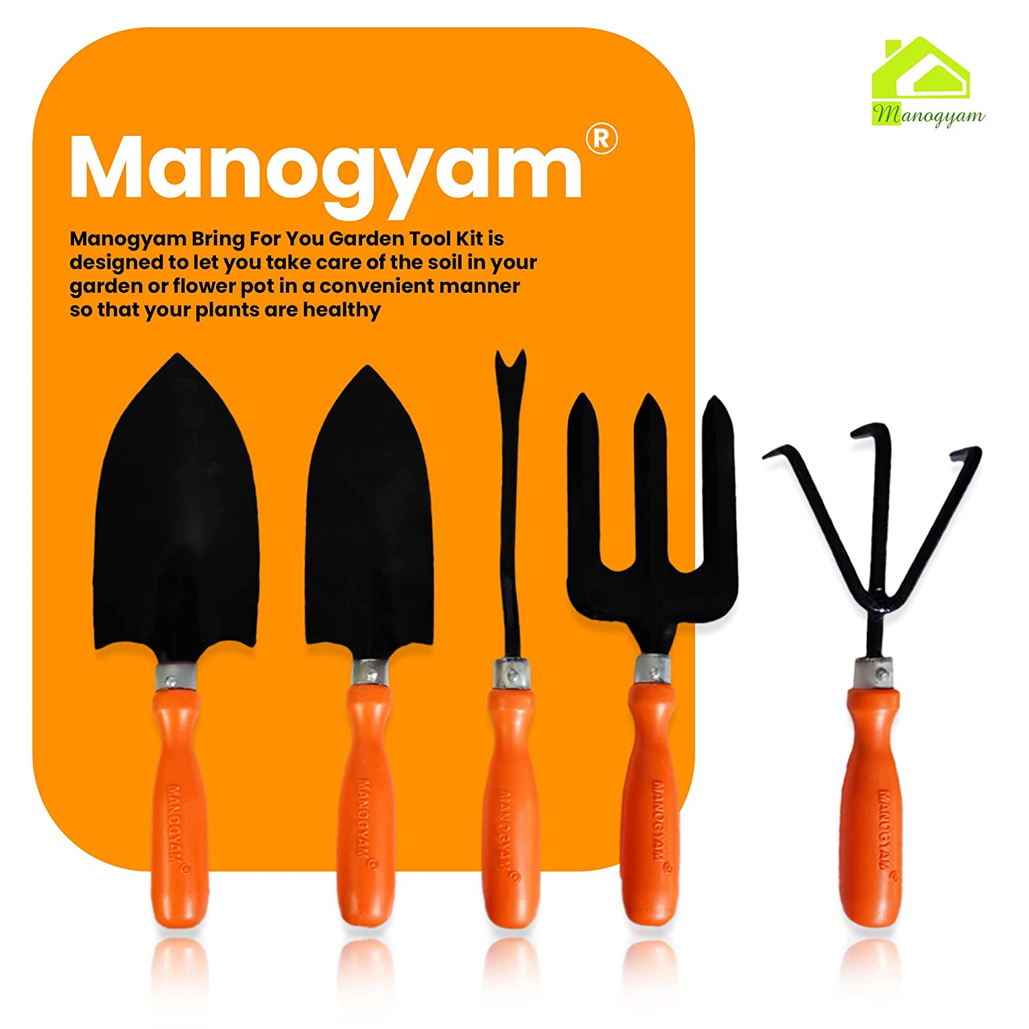 Manogyam Gardening Hand Tool | Garden Tool Kit 5Pcs ( Plastic )