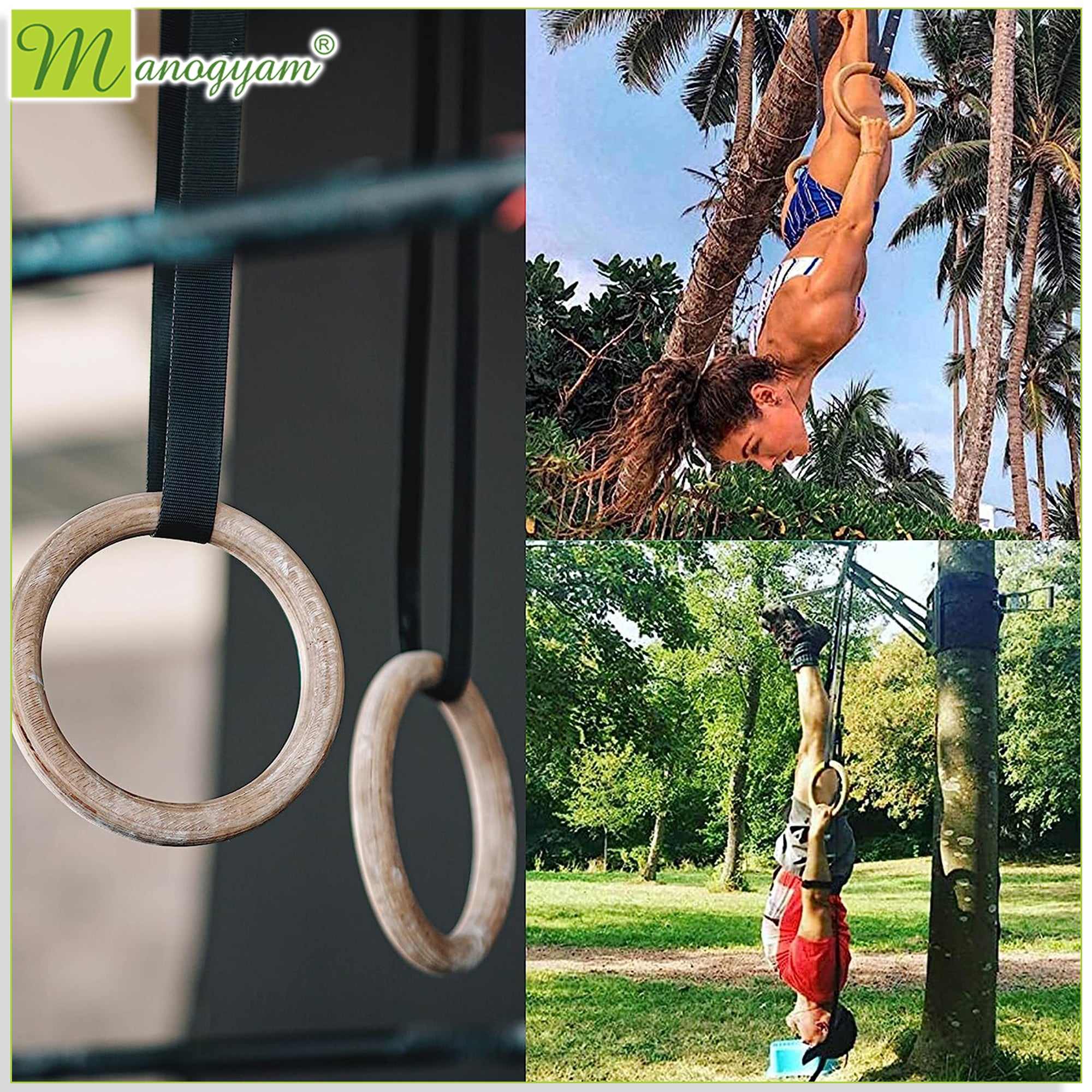 Gymnastic Roman Rings - Best Quality & Affordable Wood Rings for Exercise