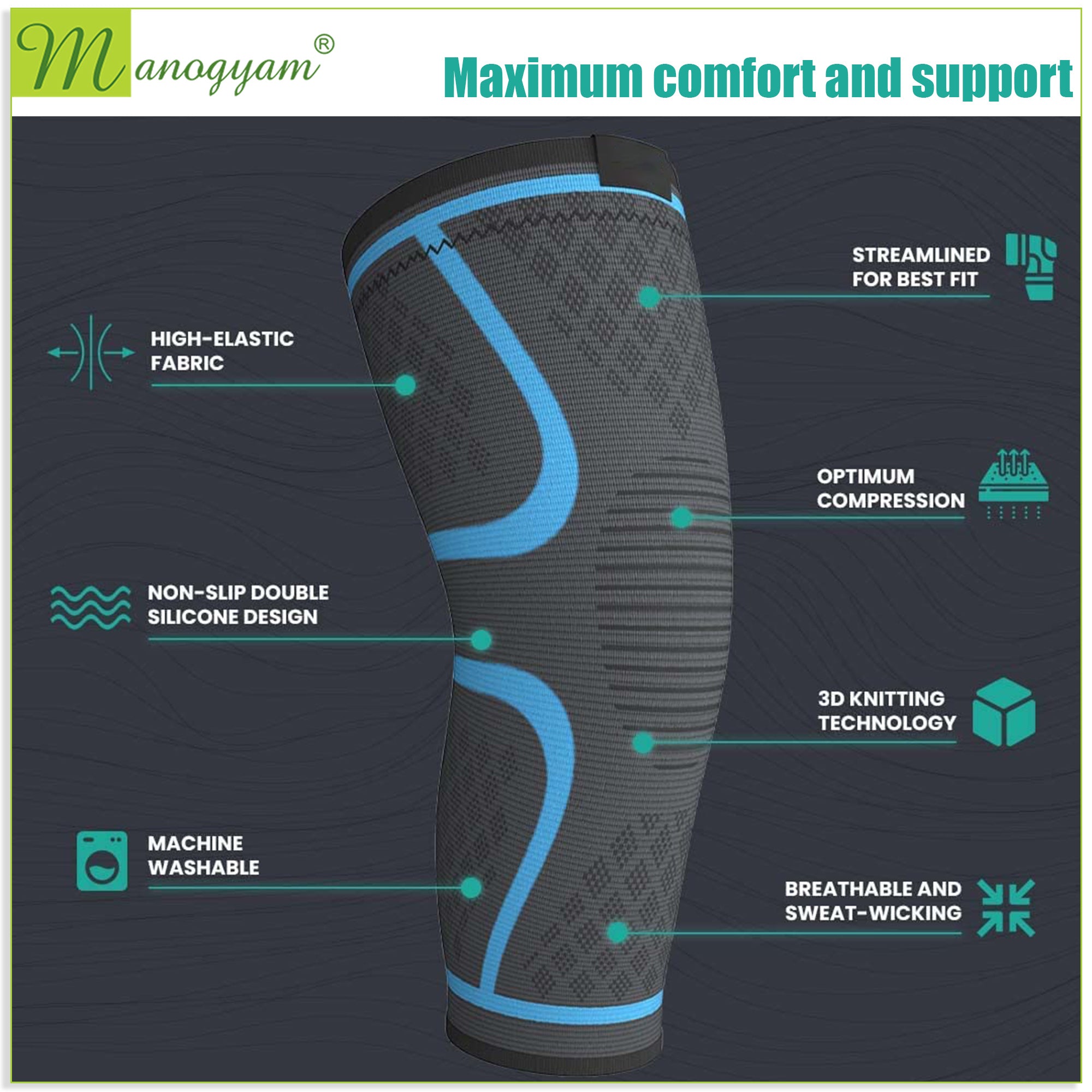 Manogyam Nylon Knee Support: Comfort and Stability for Active Living