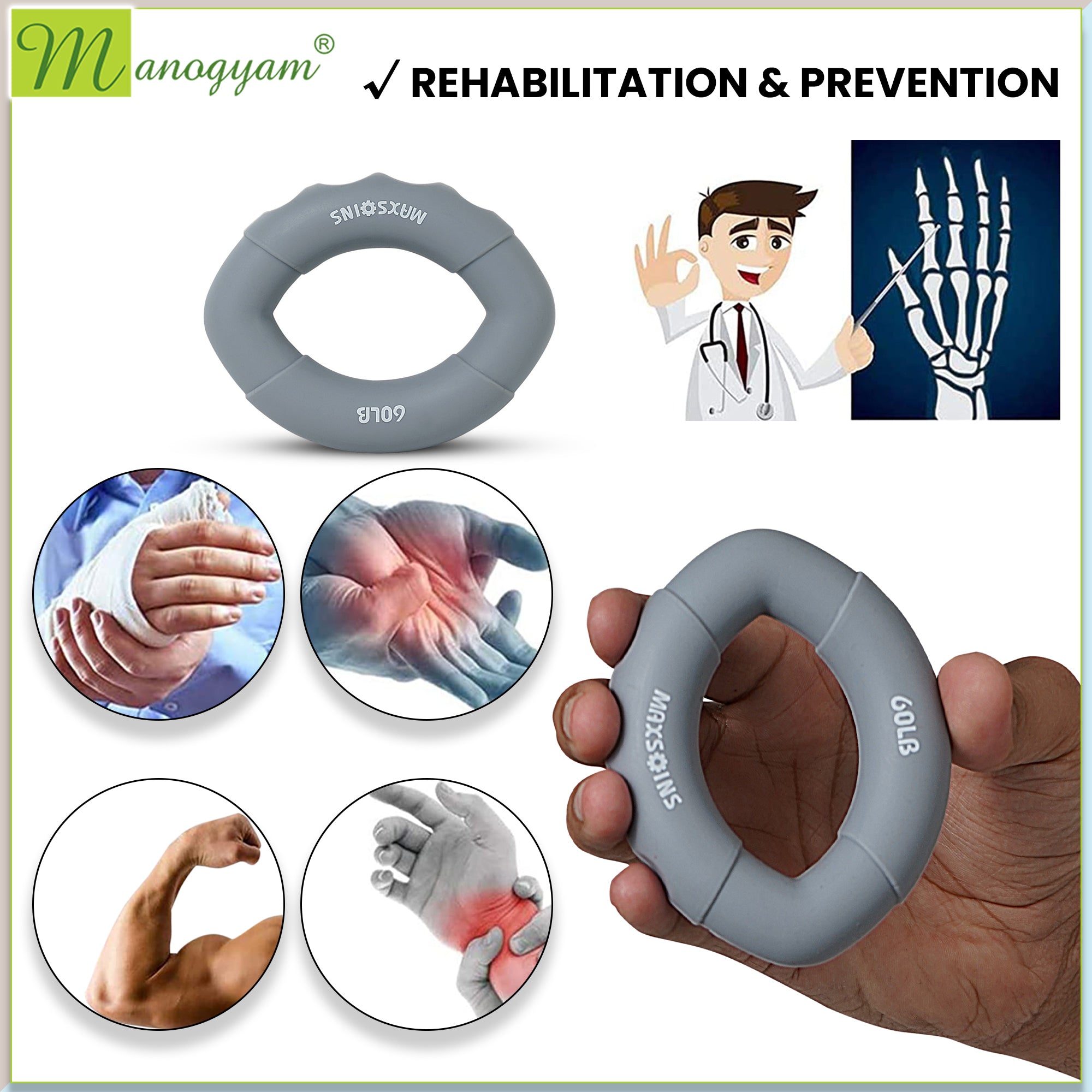 Manogyam Professional Palm Stretcher: Improve Flexibility and Prevent Injury