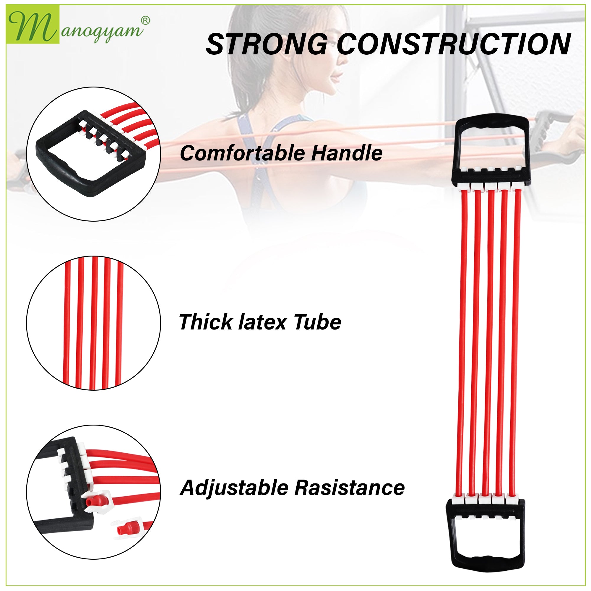 Manogyam 5-Tube Chest Expander: Strengthen Your Chest Muscles with Our Band